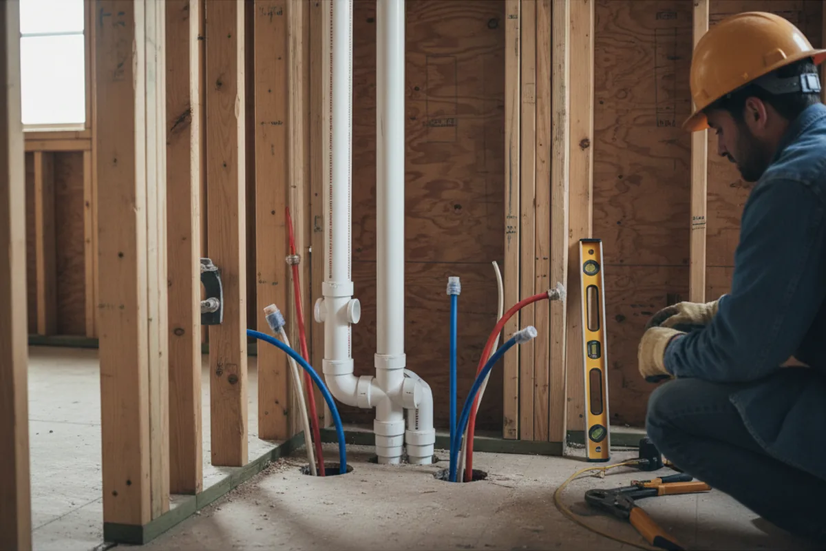 Drain and supply rough-in during Leak Detection in South Glastonbury
